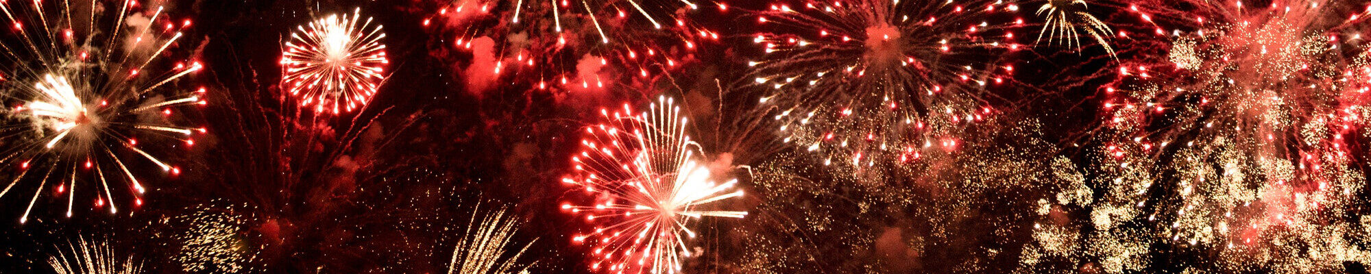 Fireworks exploding in the night sky.