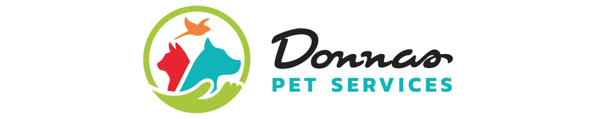 A logo for donna's pet services.