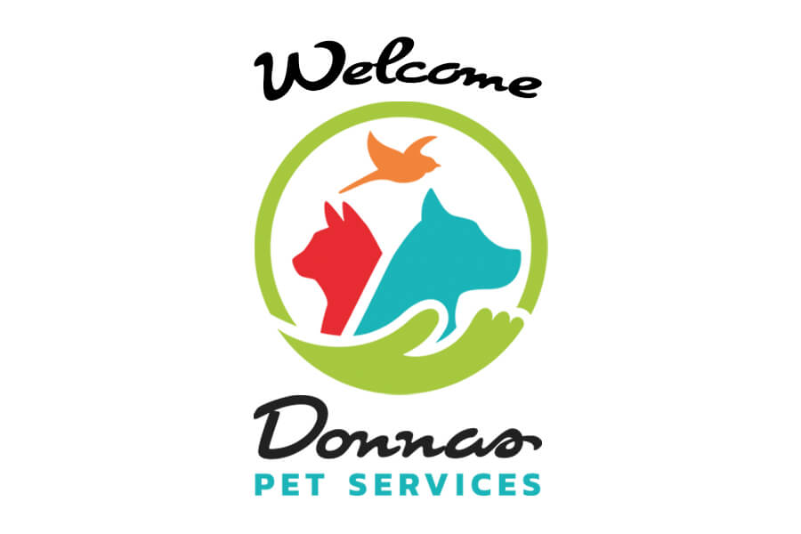 A logo for donna's pet services.